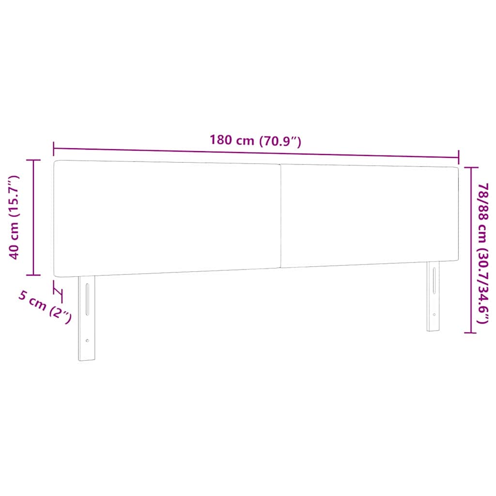 Cabeceira LED Montado na parede Cinzento escuro 180 cm tecido