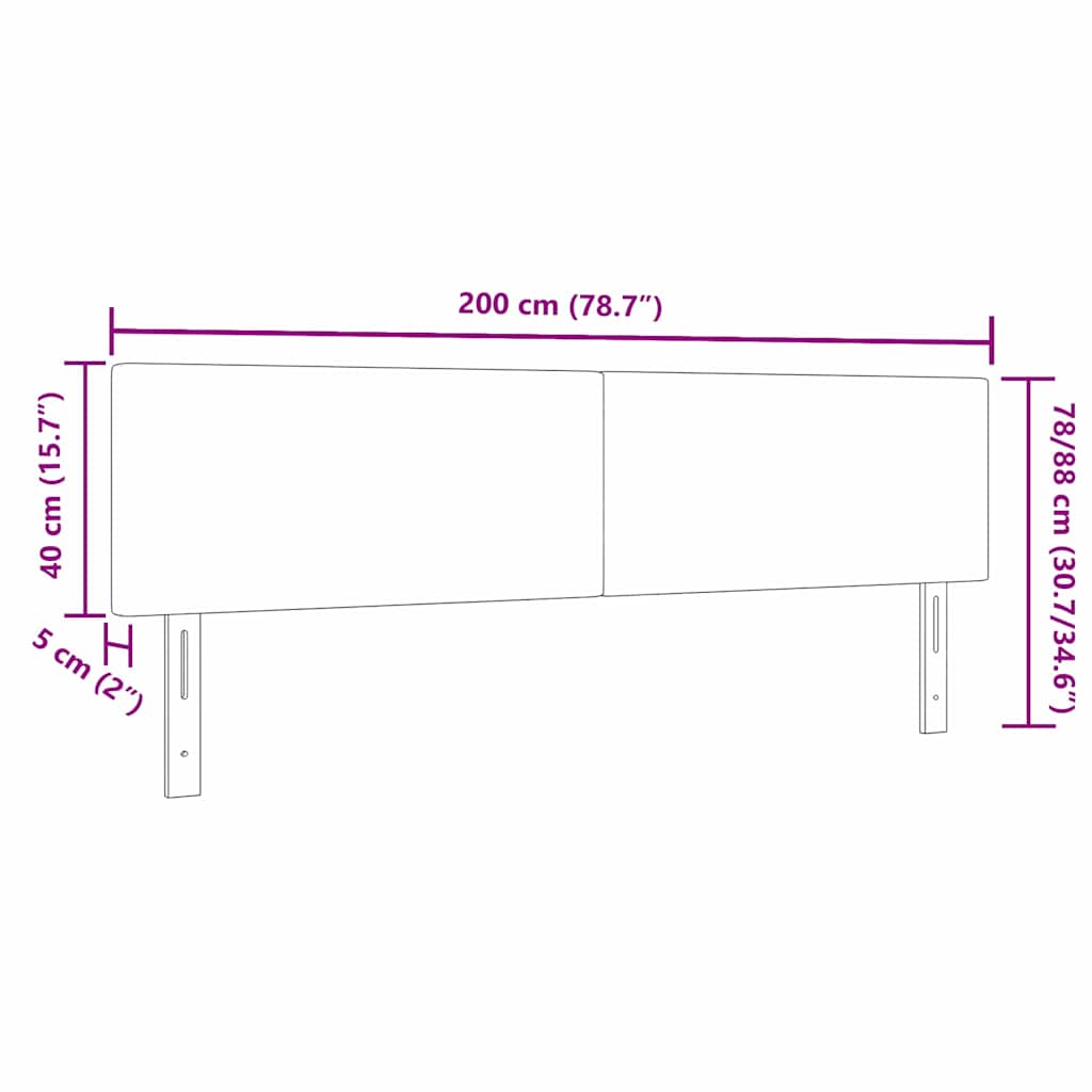Cabeceira LED Montado na parede Cinzento escuro 200 cm tecido
