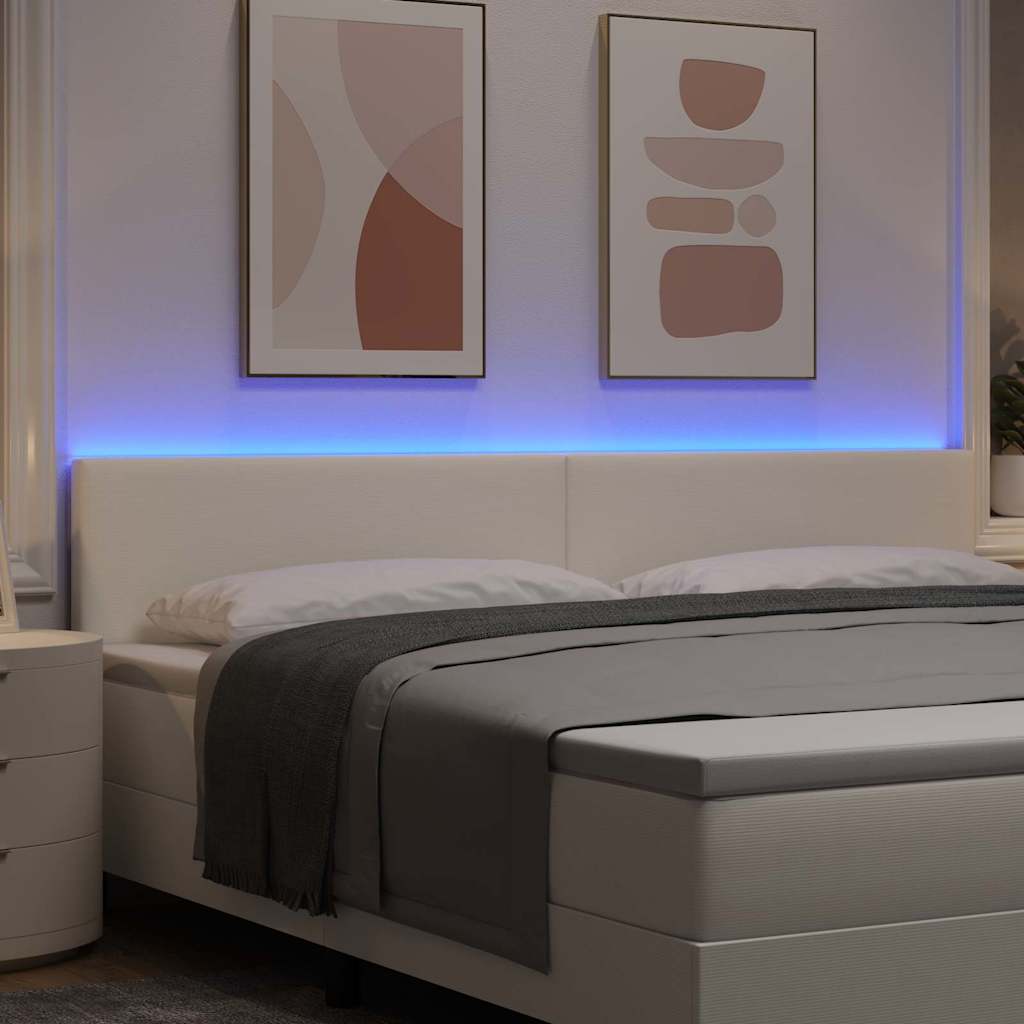 Cabeceira LED com luzes de tira LED Manual Creme 200 cm tecido