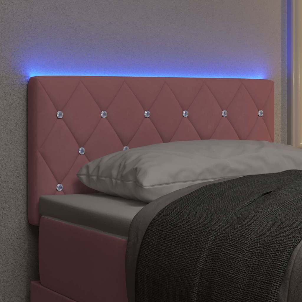 Cabeceira LED com luzes de tira LED Losangos Rosa 80 cm Veludo