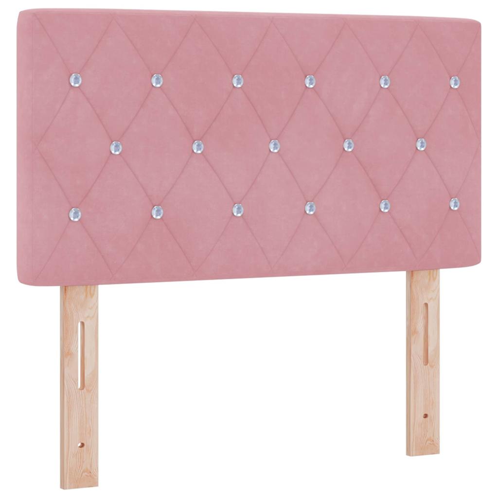 Cabeceira LED com luzes de tira LED Losangos Rosa 80 cm Veludo