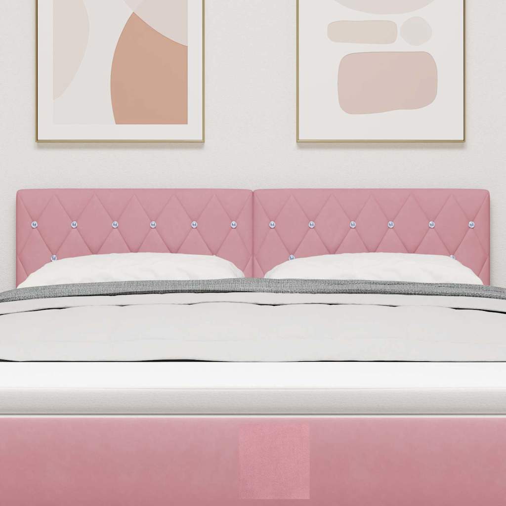 Cabeceira LED com luzes de tira LED Losangos Rosa 144 cm Veludo