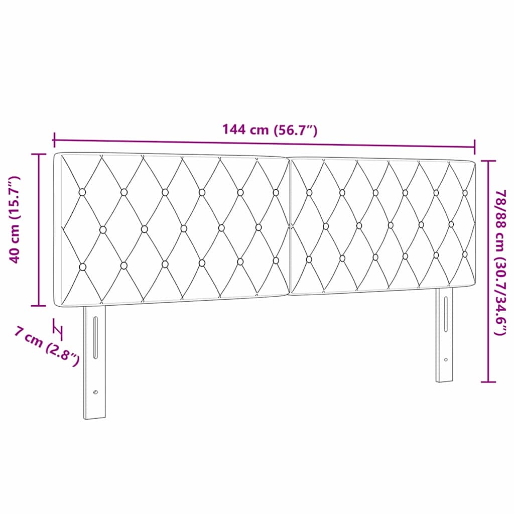 Cabeceira LED com luzes de tira LED Losangos Rosa 144 cm Veludo