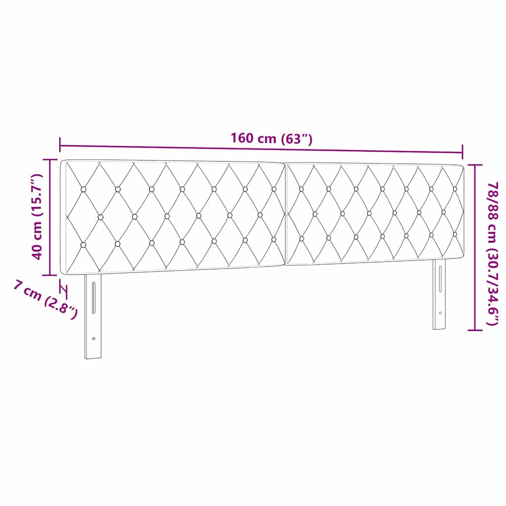 Cabeceira LED com luzes de tira LED Losangos Rosa 80 cm Veludo