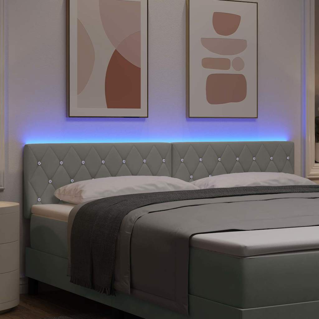 Cabeceira LED com luzes de tira LED Cinzento-claro 90 cm Veludo