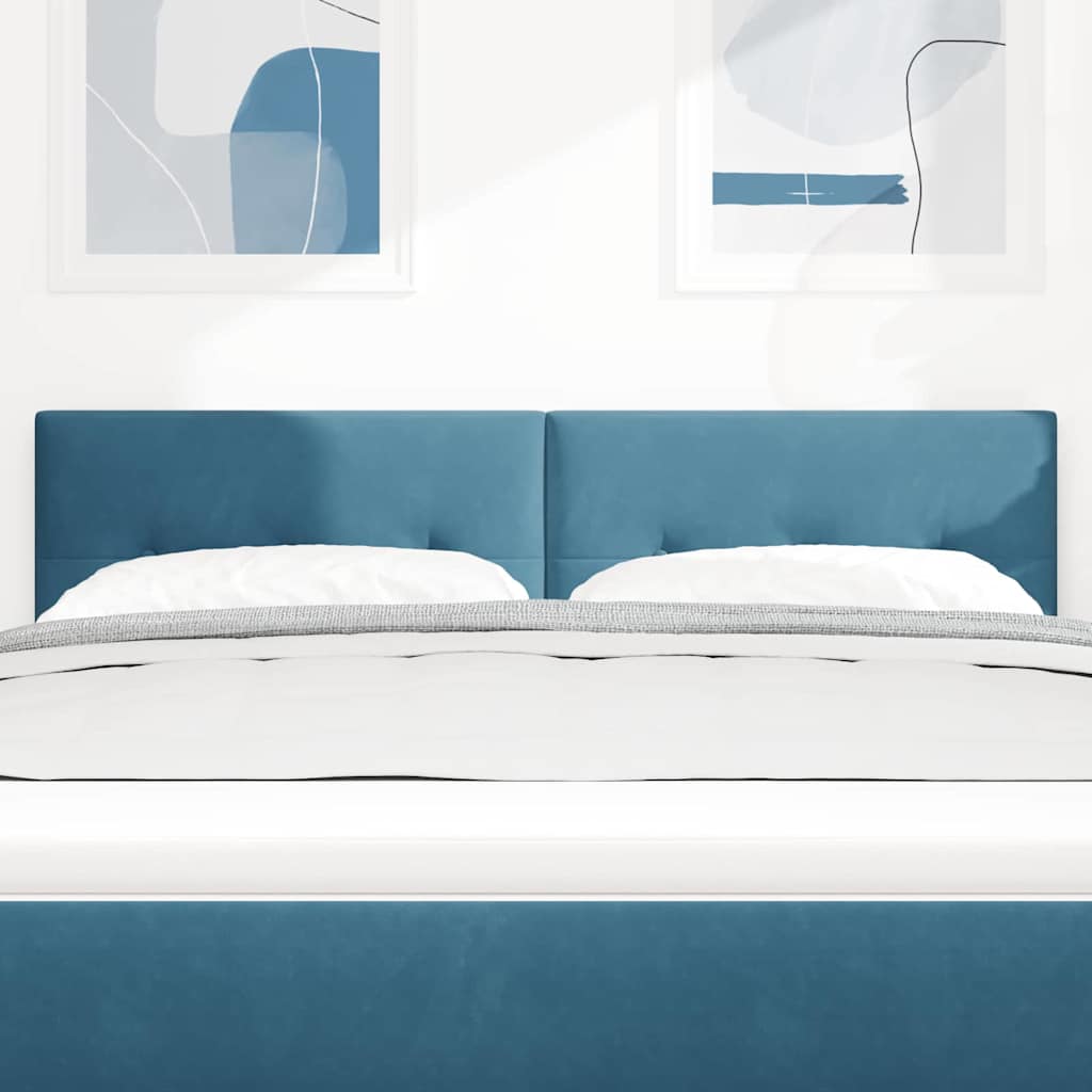Cabeceira com luzes de tira LED com cabeceira Azul 80 cm Veludo