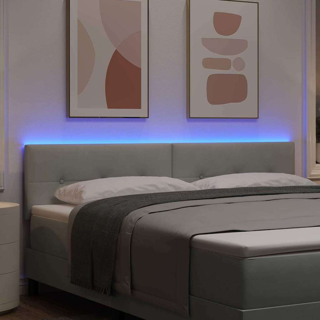Cabeceira com luzes de tira LED Cinzento-claro 180 cm Veludo