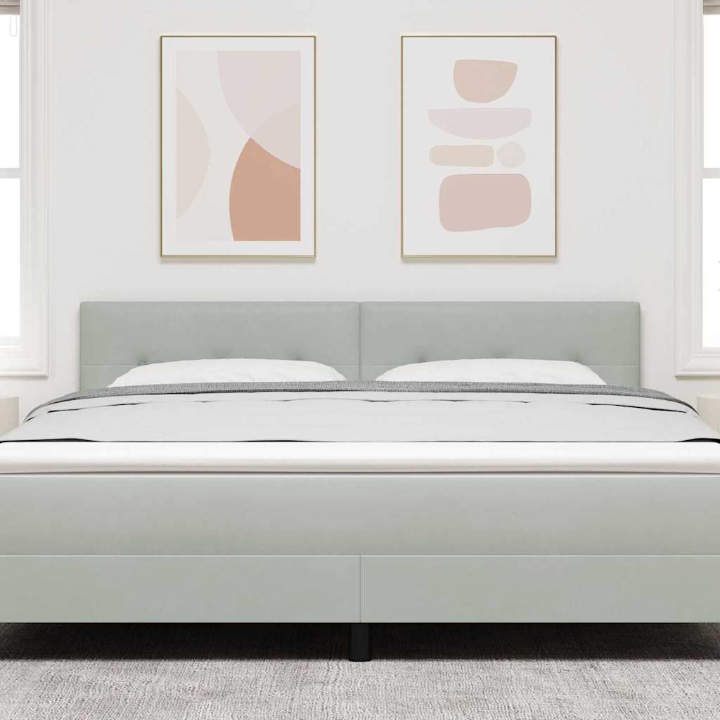 Cabeceira com luzes de tira LED Cinzento-claro 180 cm Veludo