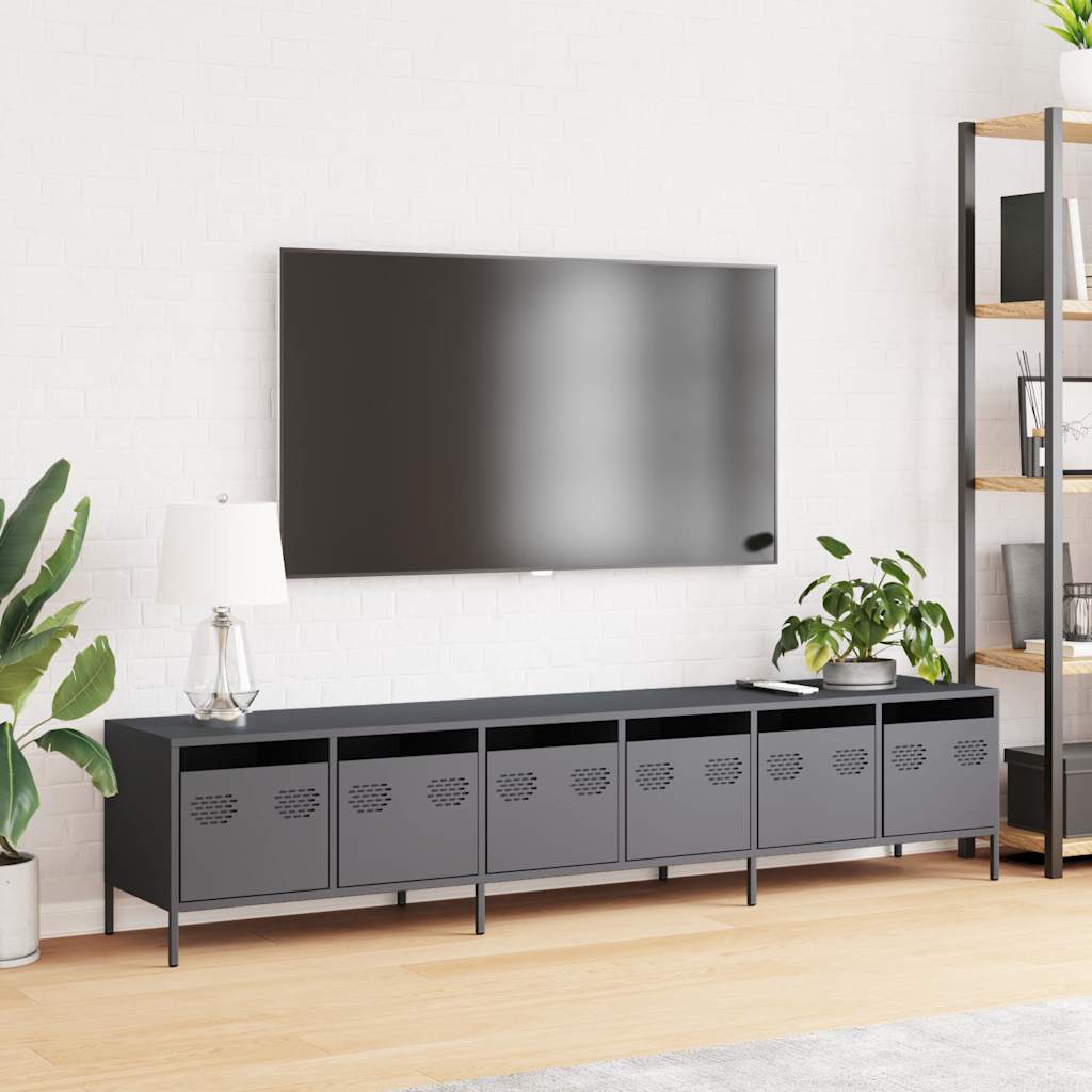 Móvel de TV 202x39x43,5 cm aço laminado a frio antracite