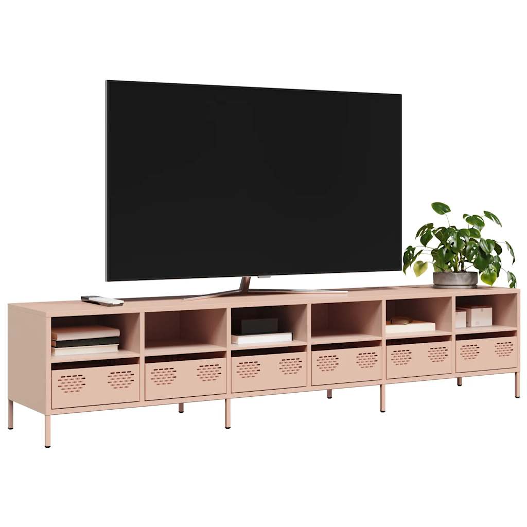Móvel de TV 202x39x43,5 cm aço laminado a frio rosa