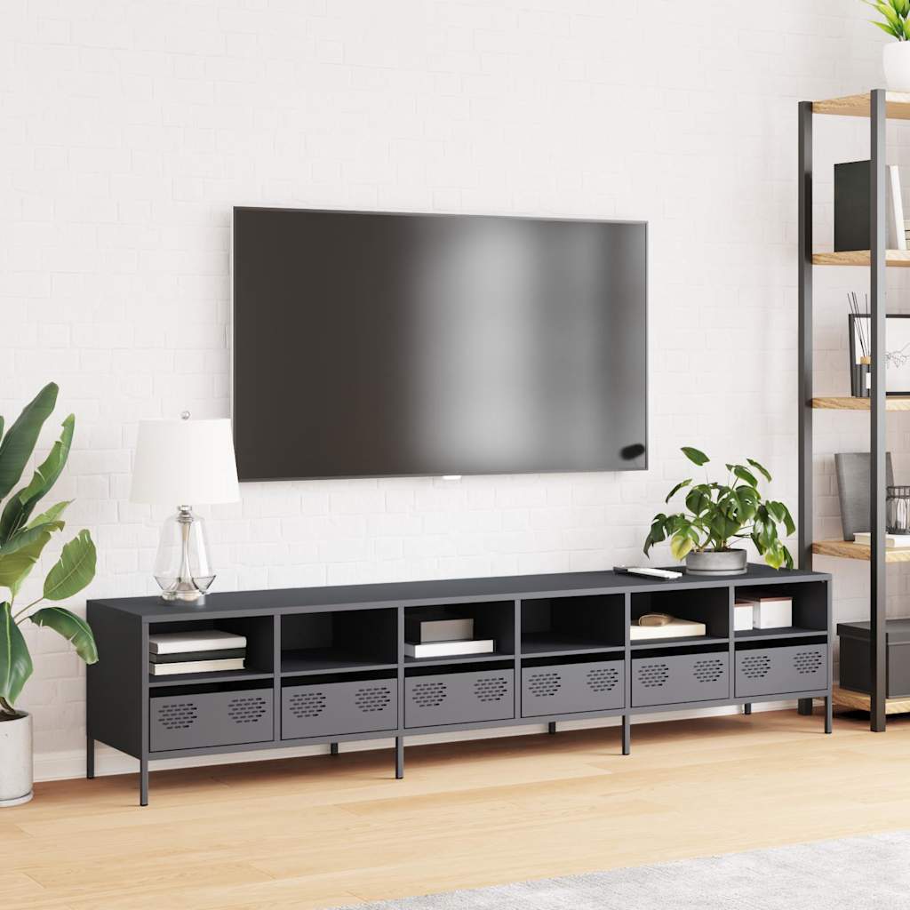 Móvel de TV 202x39x43,5 cm aço laminado a frio antracite