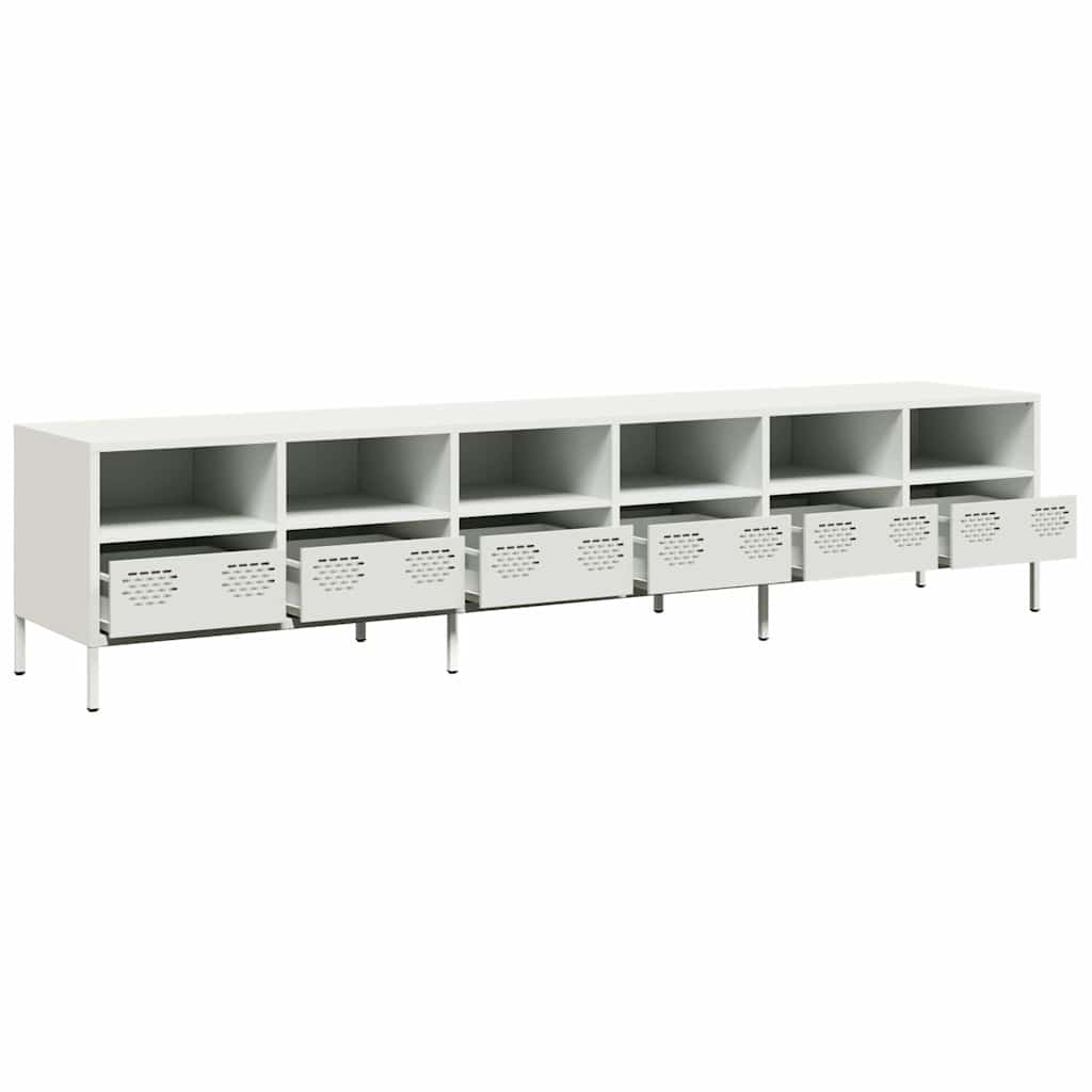 Móvel de TV 202x39x43,5 cm aço laminado a frio branco