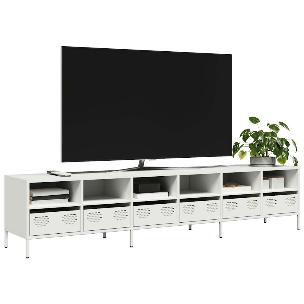 Móvel de TV 202x39x43,5 cm aço laminado a frio branco