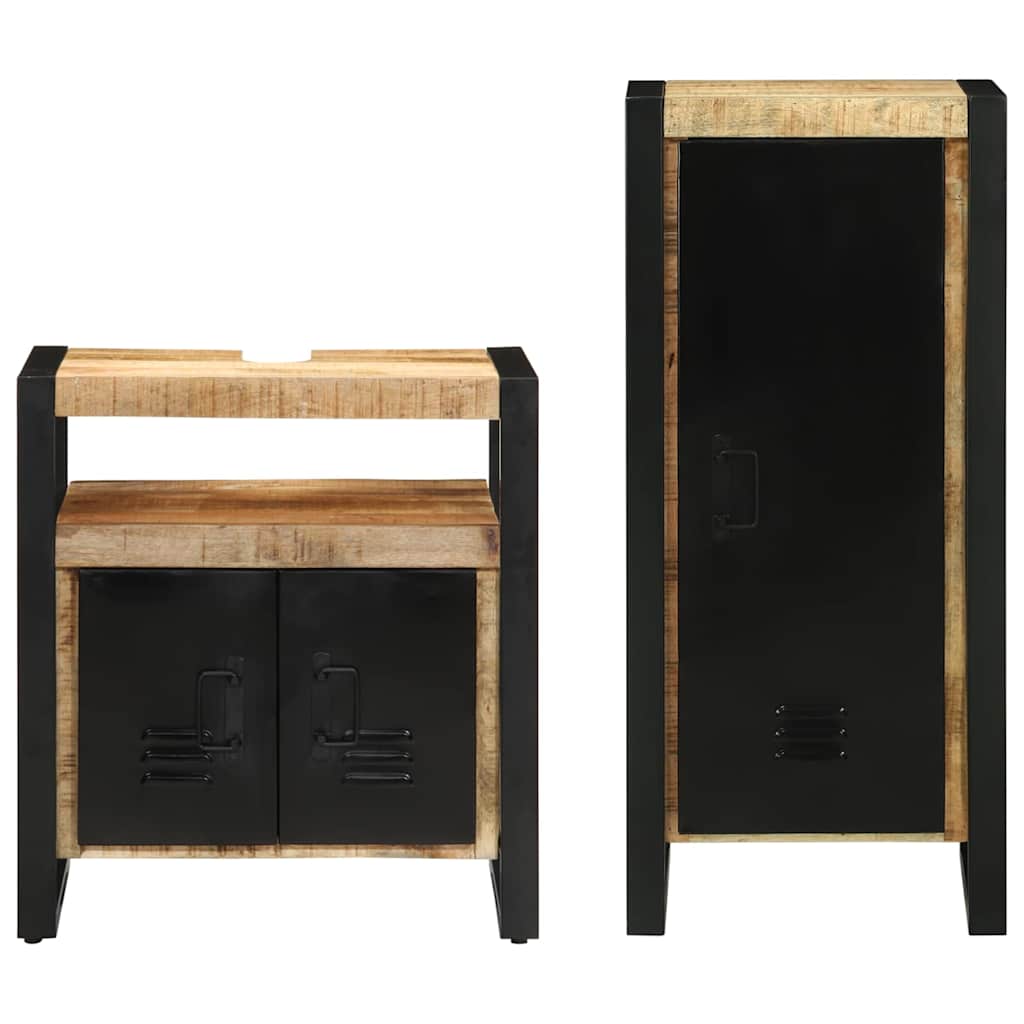 Conjunto de Móveis para Banheiro 2 pcs Madeira de manga maciça
