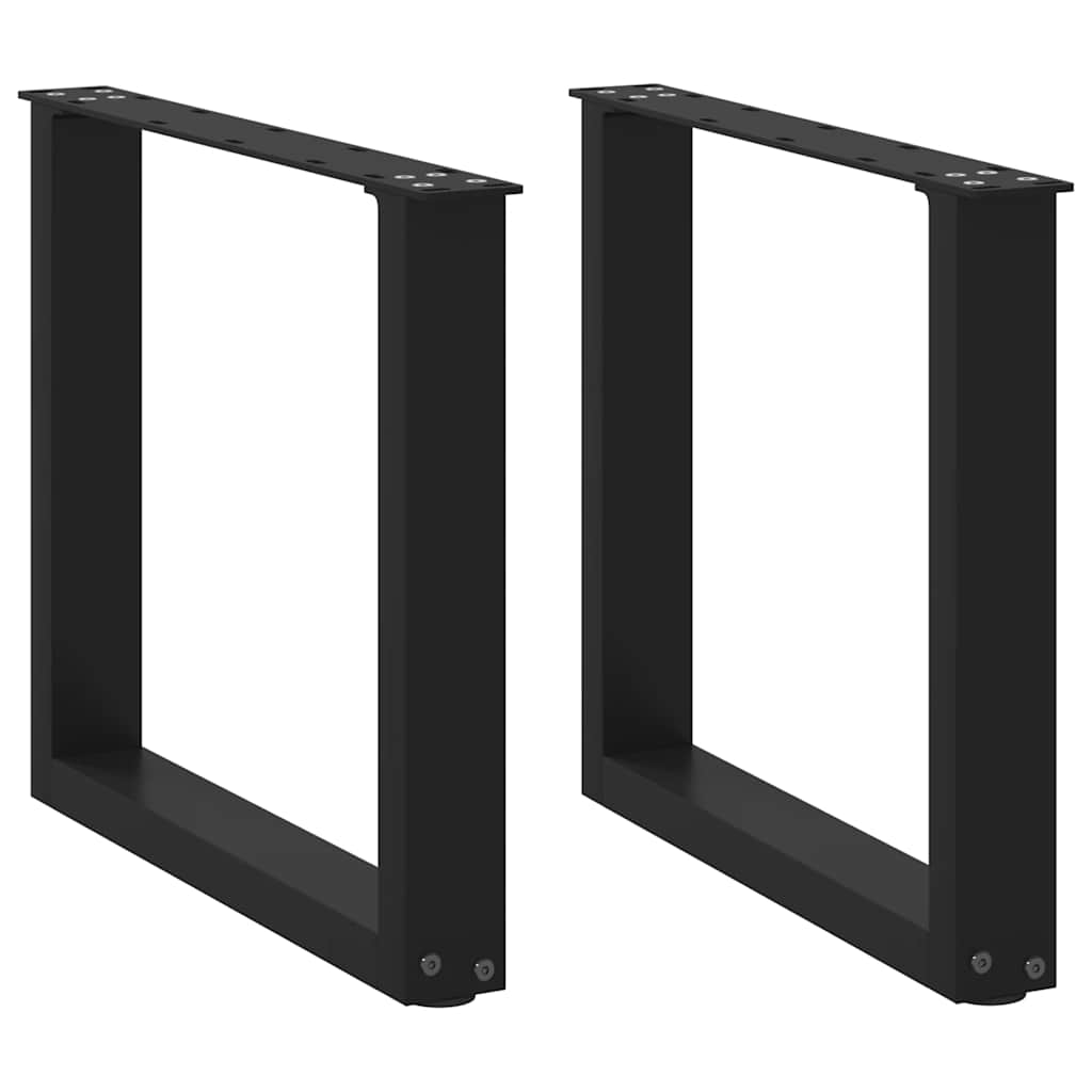 Pés para mesa de centro em formato de U, 2 peças, preto, 50x(42-43) cm, aço