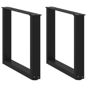 Pés para mesa de centro em formato de U, 2 peças, preto, 50x(42-43) cm, aço