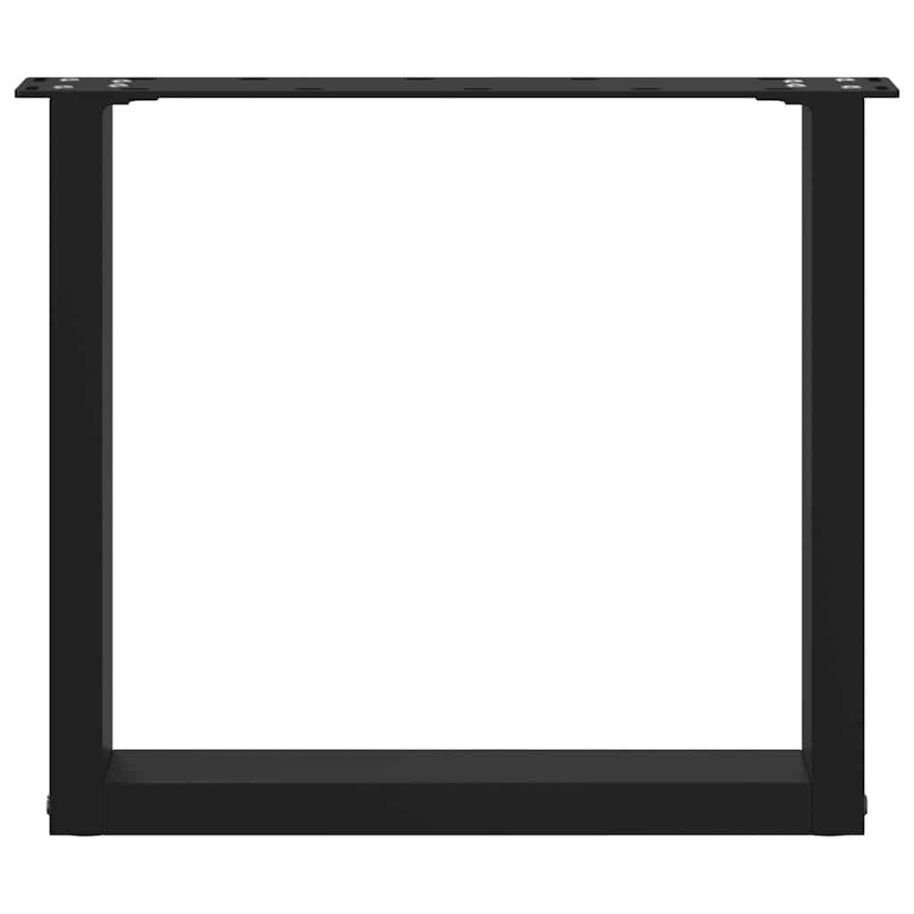Pés para mesa de centro em formato de U, 2 peças, preto, 50x(42-43) cm, aço