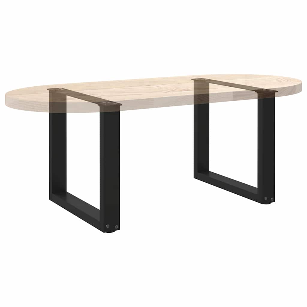 Pés para mesa de centro em formato de U, 2 peças, preto, 50x(42-43) cm, aço