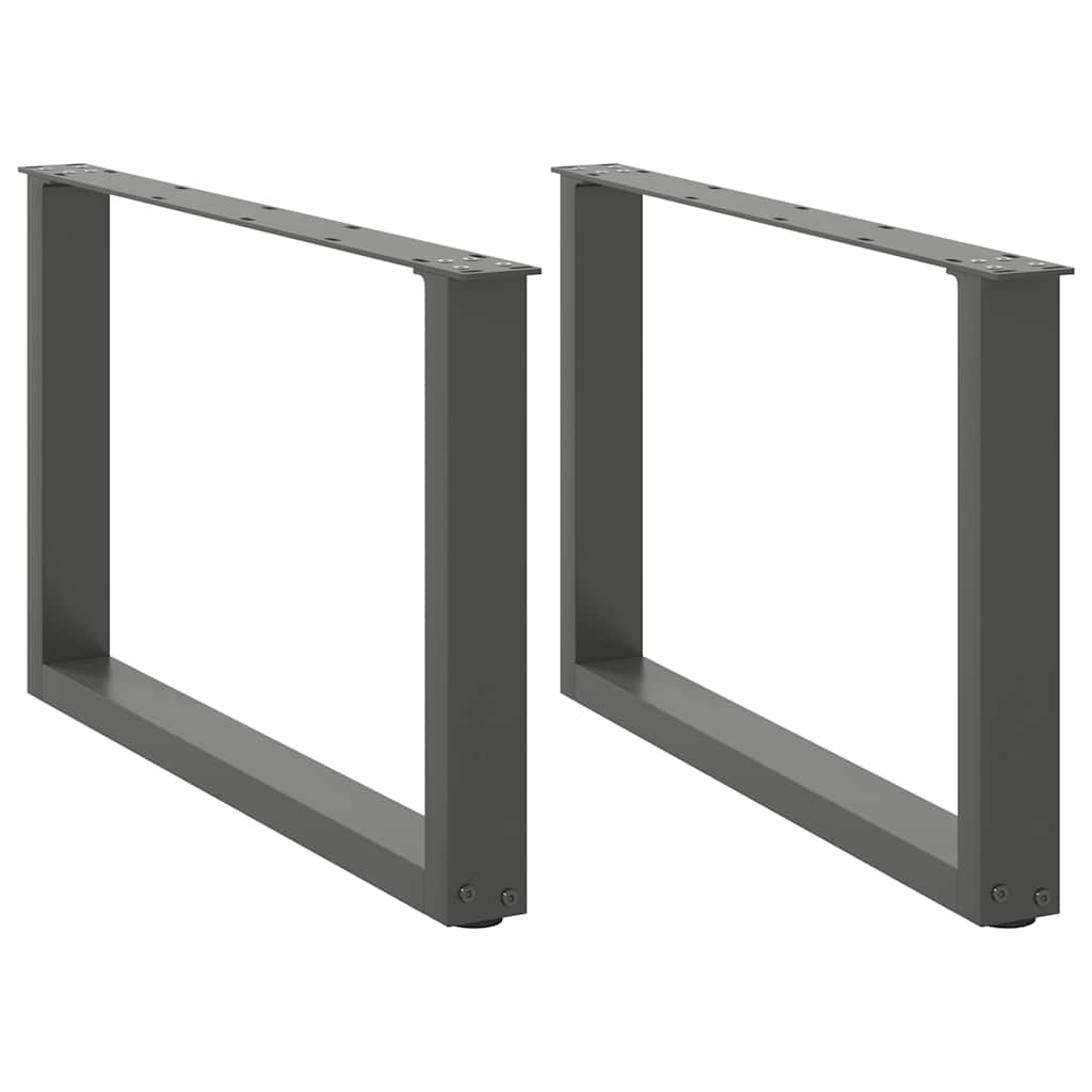 Pés para mesa de centro em forma de U, 2 peças, antracite, 60x (42-43) cm, aço