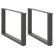 Pés para mesa de centro em forma de U, 2 peças, antracite, 60x (42-43) cm, aço