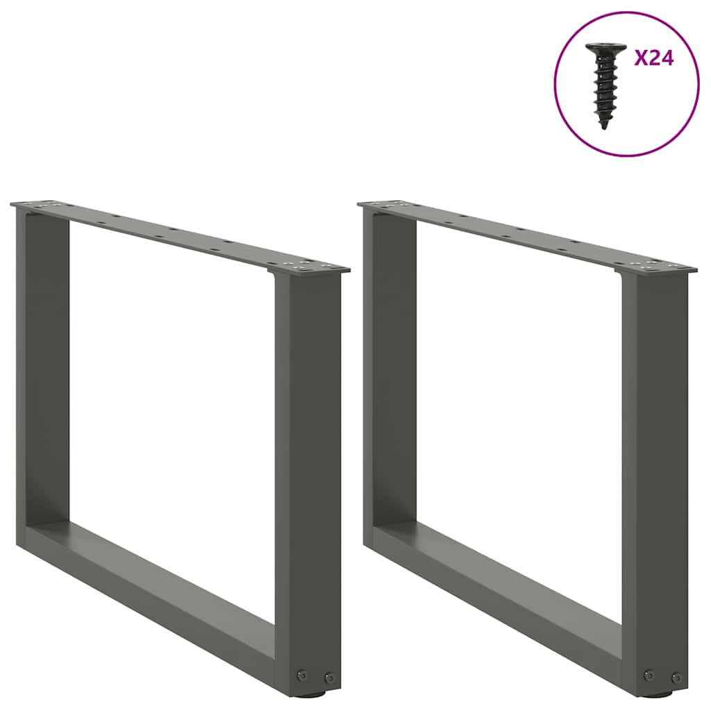 Pés para mesa de centro em forma de U, 2 peças, antracite, 60x (42-43) cm, aço