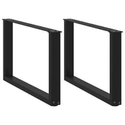 Pés para mesa de centro em formato de U, 2 peças, preto, 70x (42-43) cm, aço