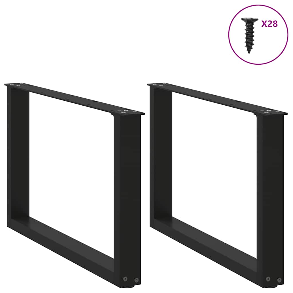 Pés para mesa de centro em formato de U, 2 peças, preto, 70x (42-43) cm, aço