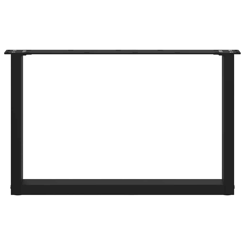 Pés para mesa de centro em formato de U, 2 peças, preto, 70x (42-43) cm, aço