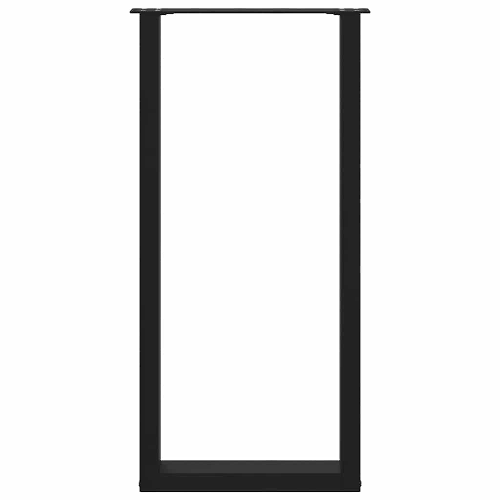 Pés de mesa de bar em forma de U, 2 peças, preto, 50x(100-101) cm, aço