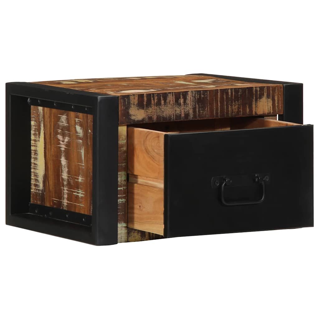 Mesa de cabeceira multicor 40x35x25cm madeira maciça recuperada