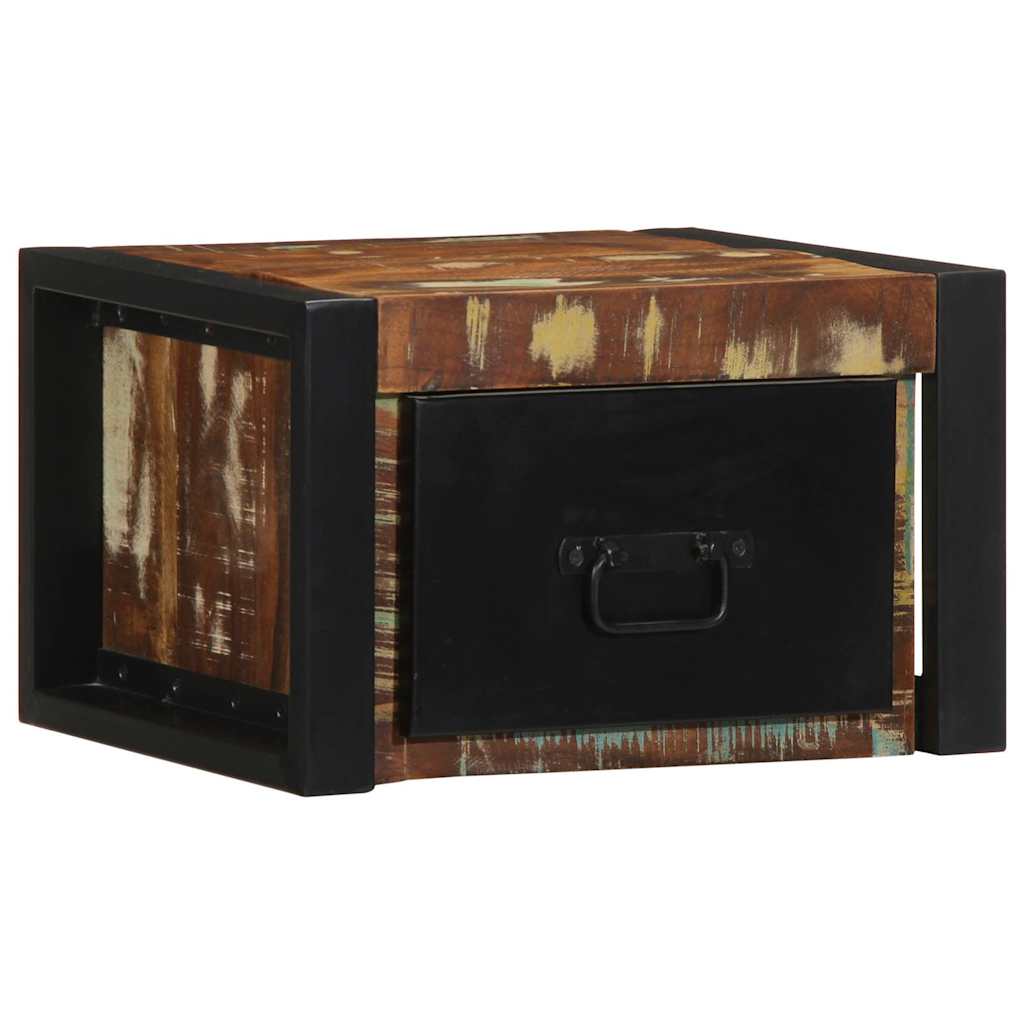 Mesa de cabeceira multicor 40x35x25cm madeira maciça recuperada