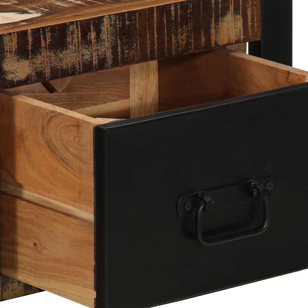 Mesa de cabeceira multicor 40x35x25cm madeira maciça recuperada