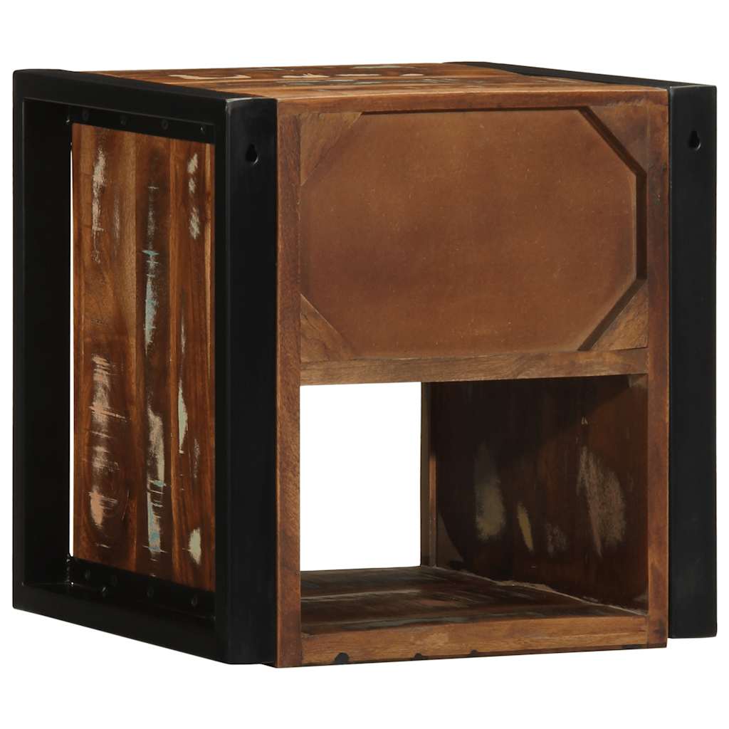 Mesa de cabeceira multicor 40x35x40cm madeira maciça recuperada