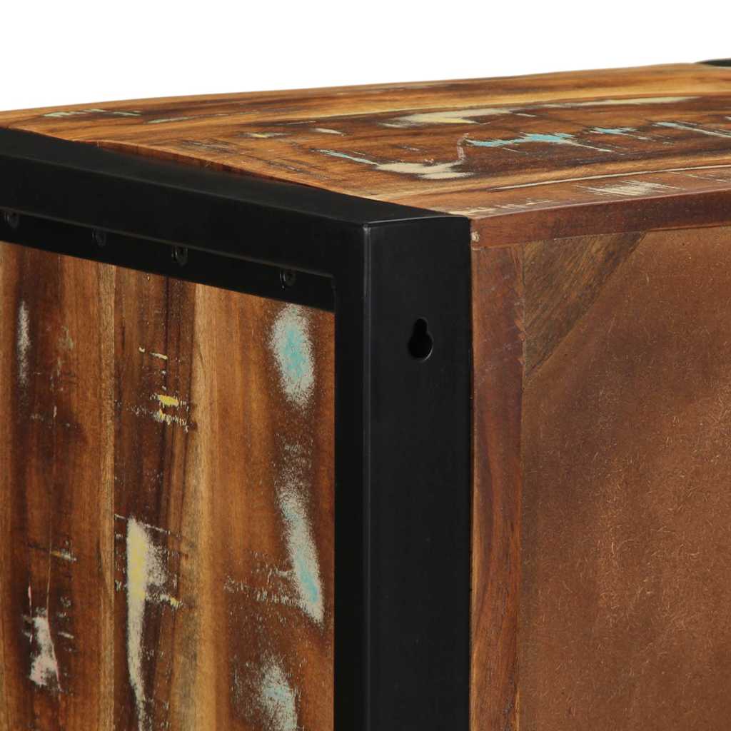 Mesa de cabeceira multicor 40x35x40cm madeira maciça recuperada