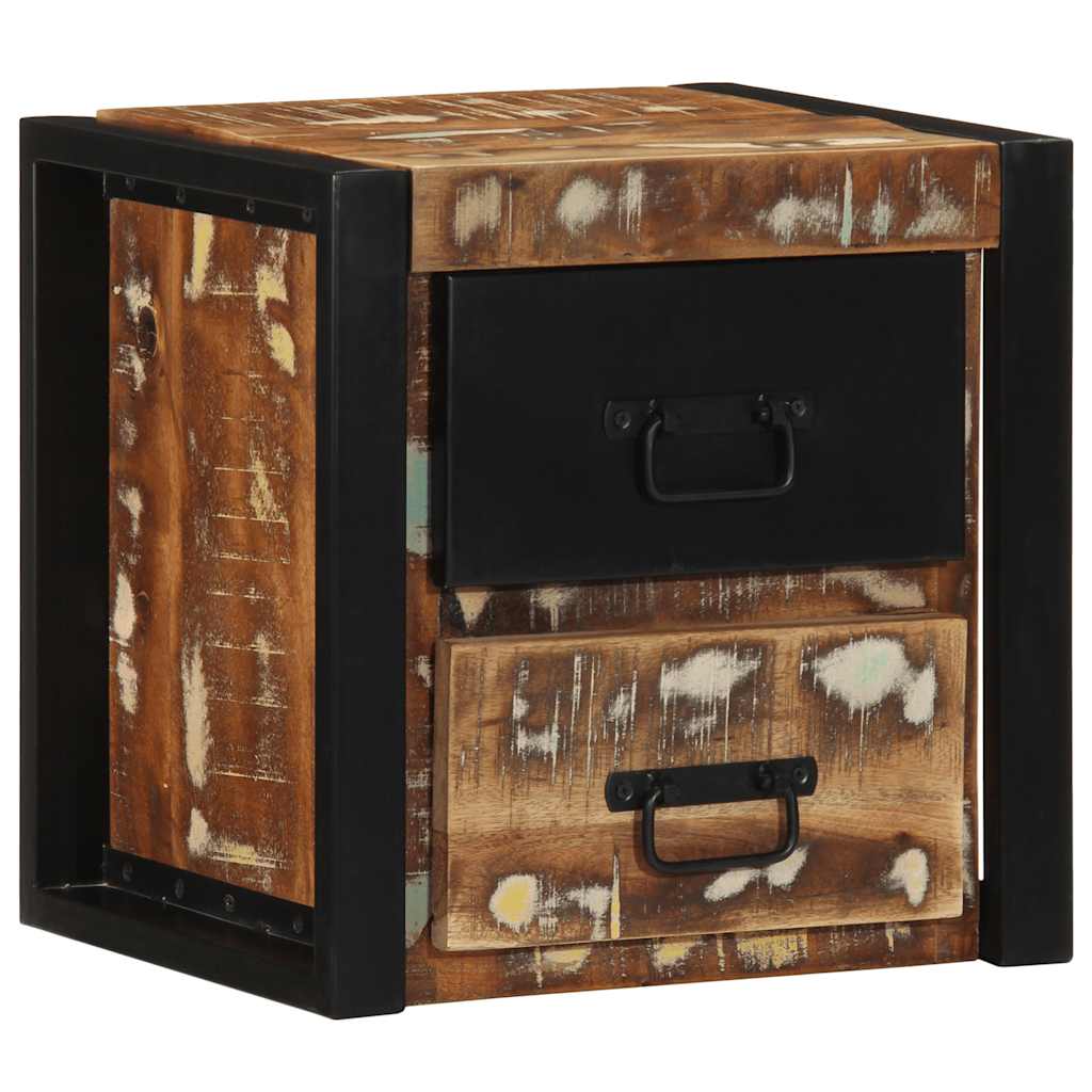 Mesa de cabeceira multicor 40x35x40cm madeira maciça recuperada