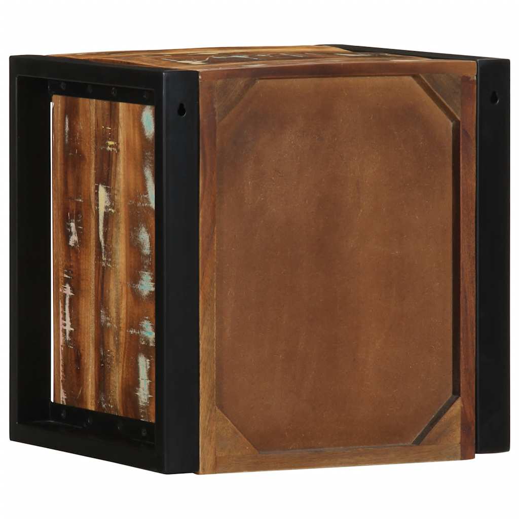 Mesa de cabeceira multicor 40x35x40cm madeira maciça recuperada