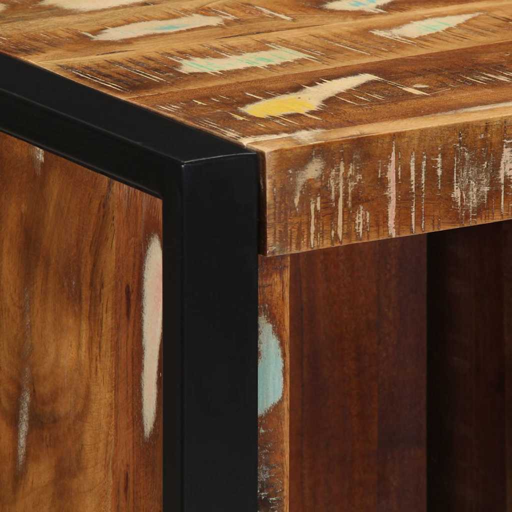 Mesa de cabeceira multicor 40x35x40cm madeira maciça recuperada