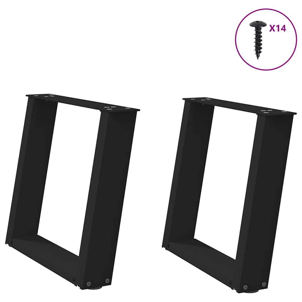 Pés para mesa de centro em formato de U, 2 peças, preto, 50x(42-43) cm, aço