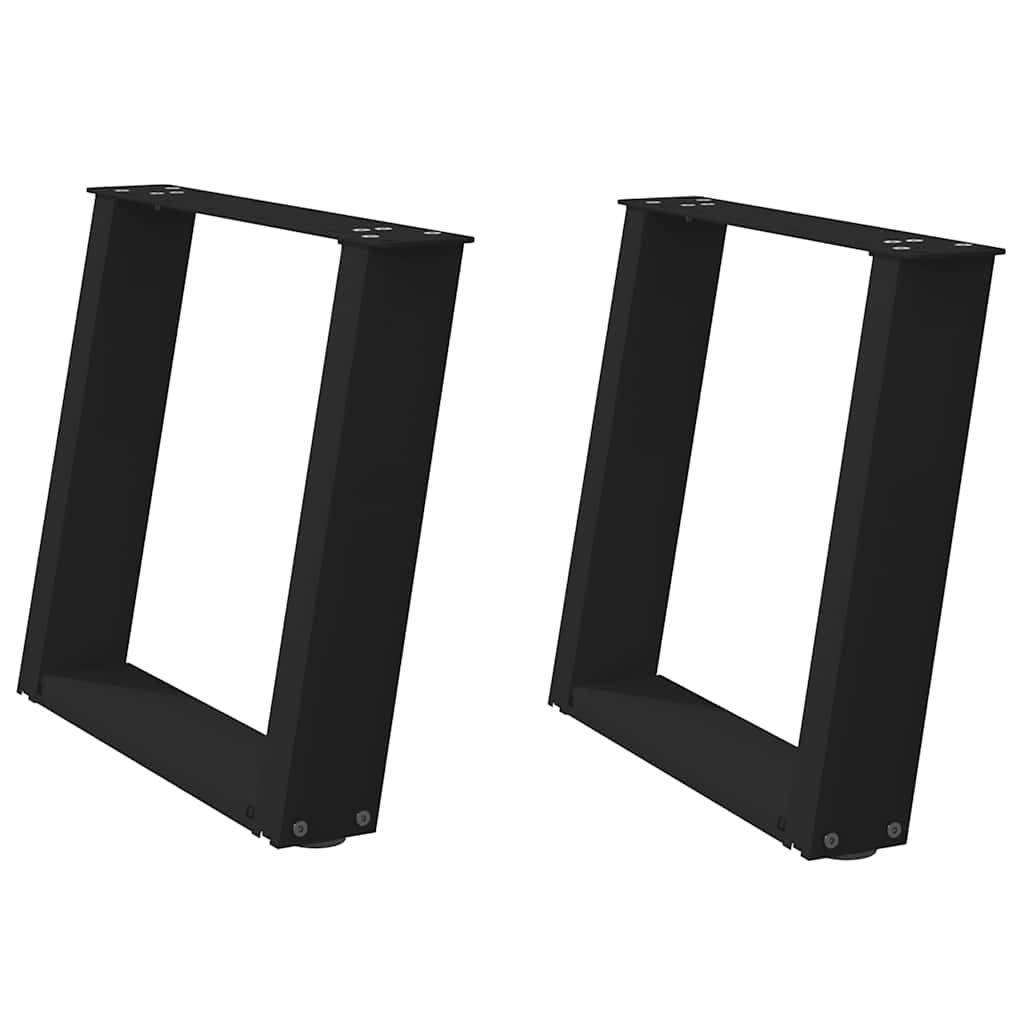 Pés para mesa de centro em formato de U, 2 peças, preto, 50x(42-43) cm, aço