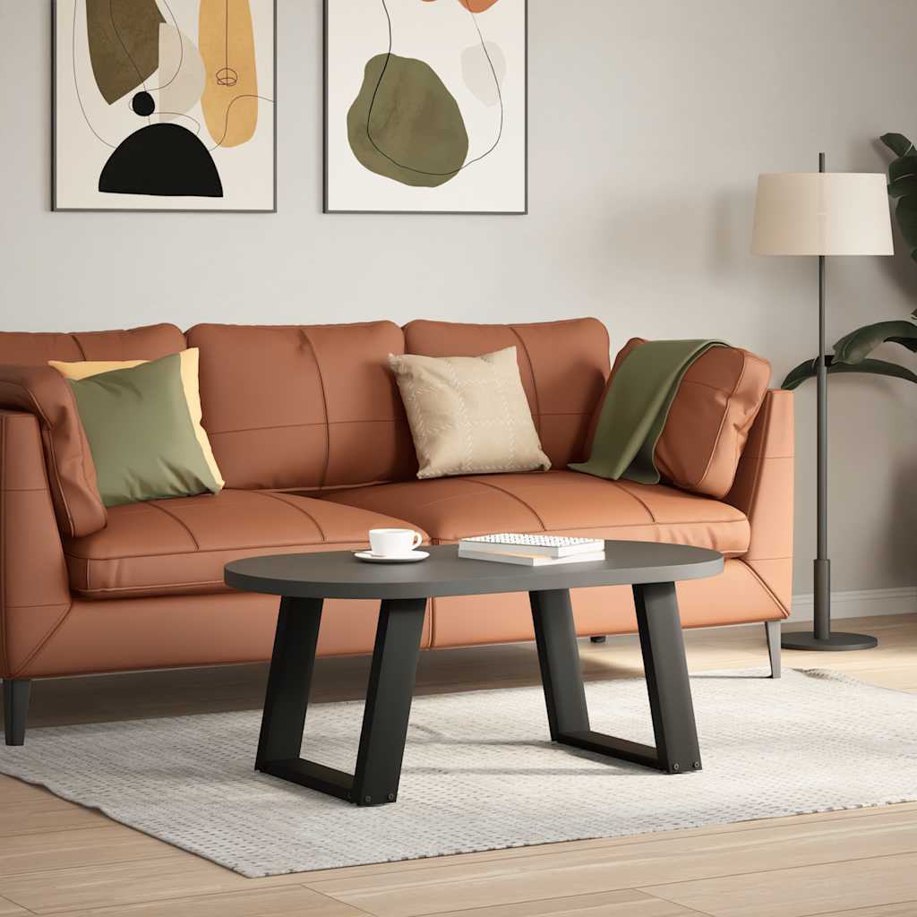 Pés para mesa de centro em formato de U, 2 peças, preto, 50x(42-43) cm, aço