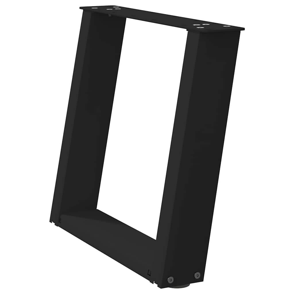 Pés para mesa de centro em formato de U, 2 peças, preto, 50x(42-43) cm, aço