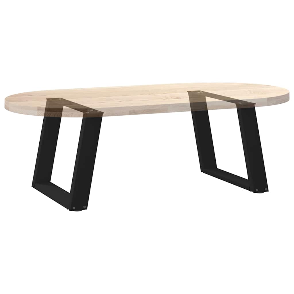 Pés para mesa de centro em formato de U, 2 peças, preto, 50x(42-43) cm, aço