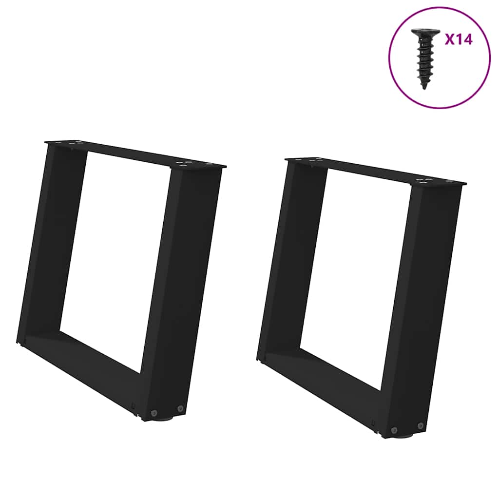 Pés para mesa de centro em formato de U, 2 peças, preto, 60x (42-43) cm, aço