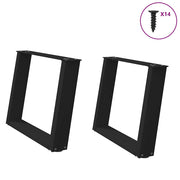 Pés para mesa de centro em formato de U, 2 peças, preto, 60x (42-43) cm, aço