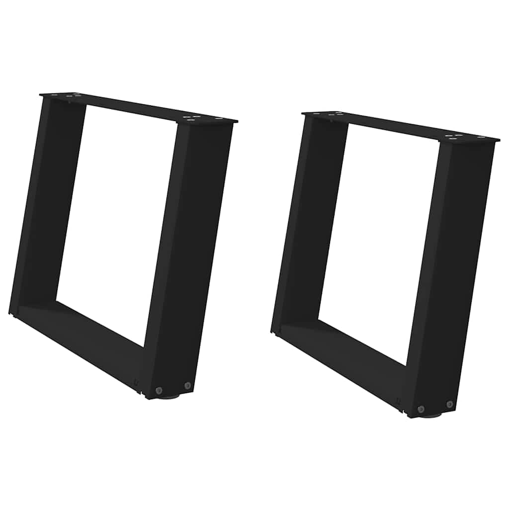 Pés para mesa de centro em formato de U, 2 peças, preto, 60x (42-43) cm, aço