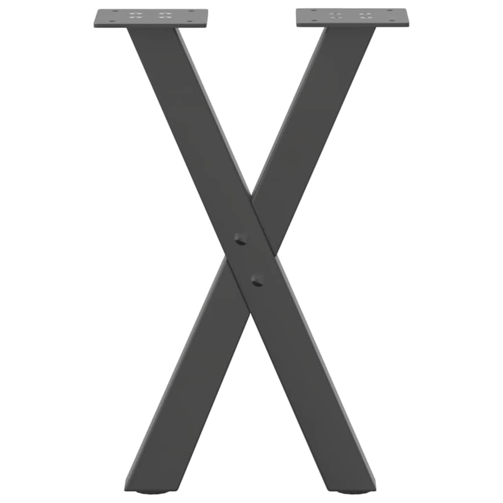 Pés para mesa de centro em formato de X, 2 peças, antracite, 28x(42-43) cm, aço