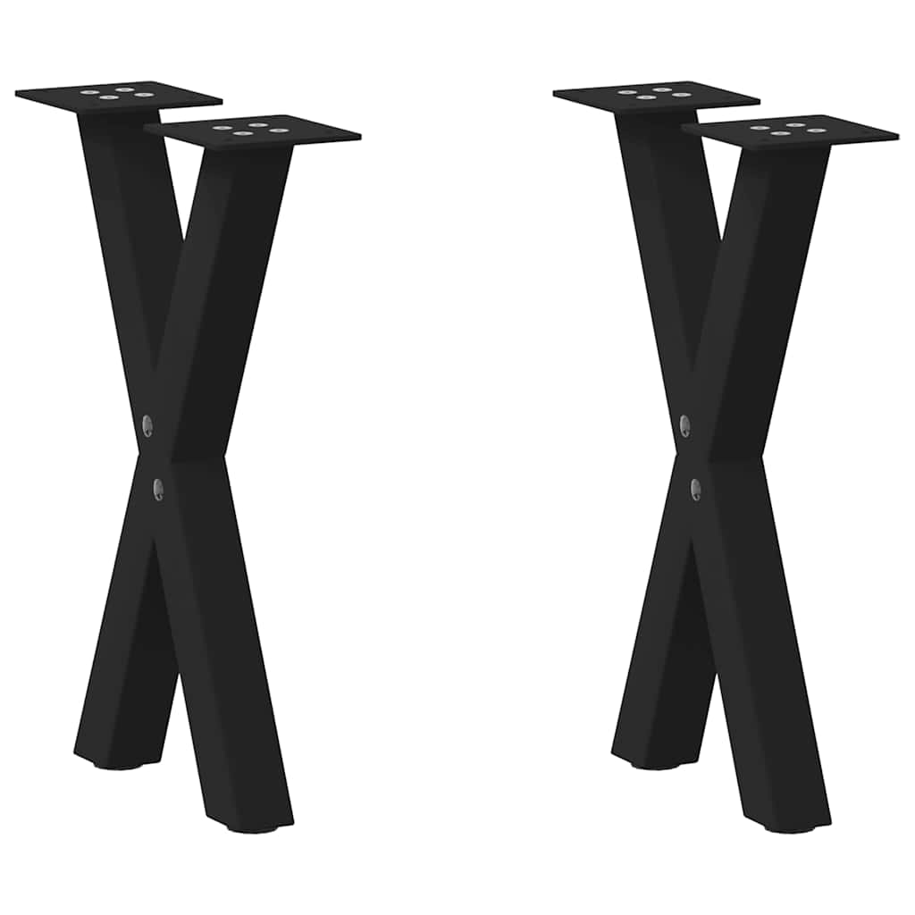 Pés para mesa de centro em formato de X, 2 peças, preto, 38x(42-43) cm, aço