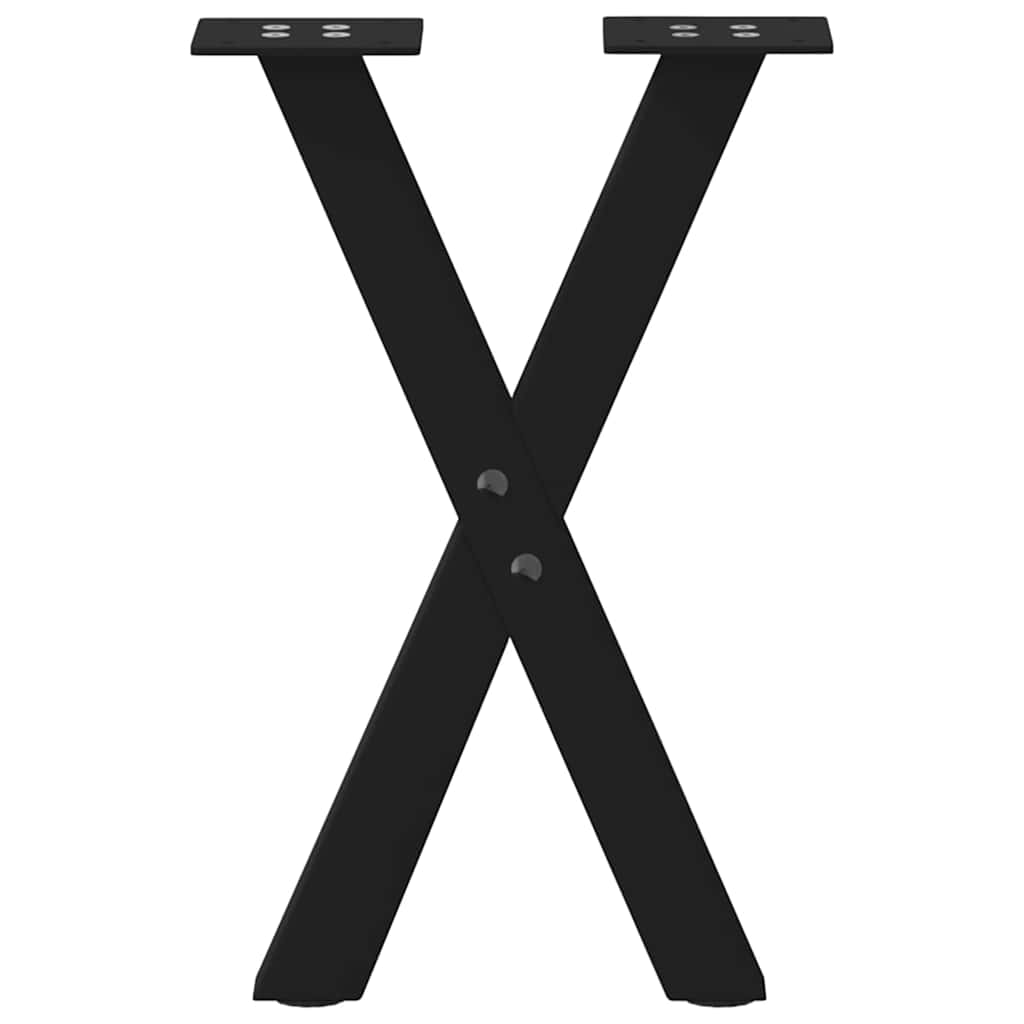 Pés para mesa de centro em formato de X, 2 peças, preto, 38x(42-43) cm, aço