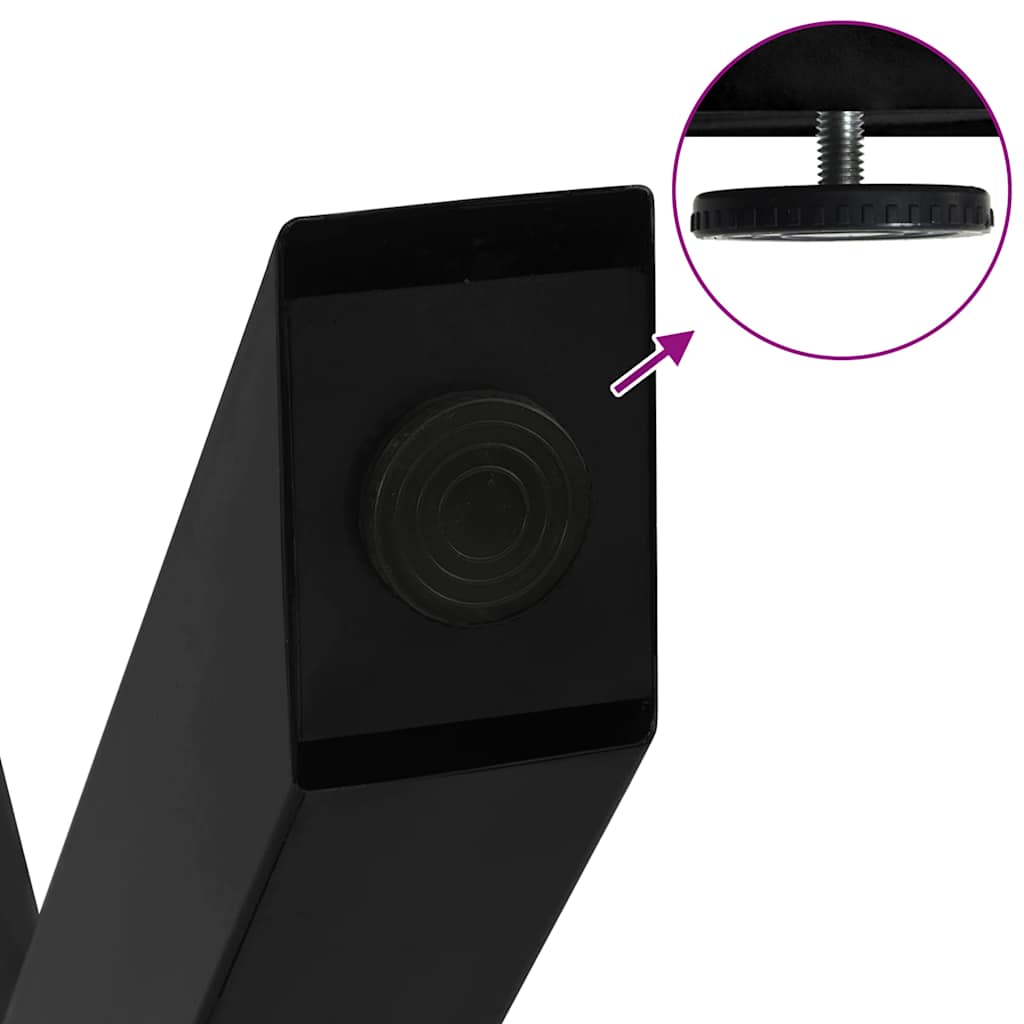 Pés para mesa de centro em formato de X, 2 peças, preto, 38x(42-43) cm, aço