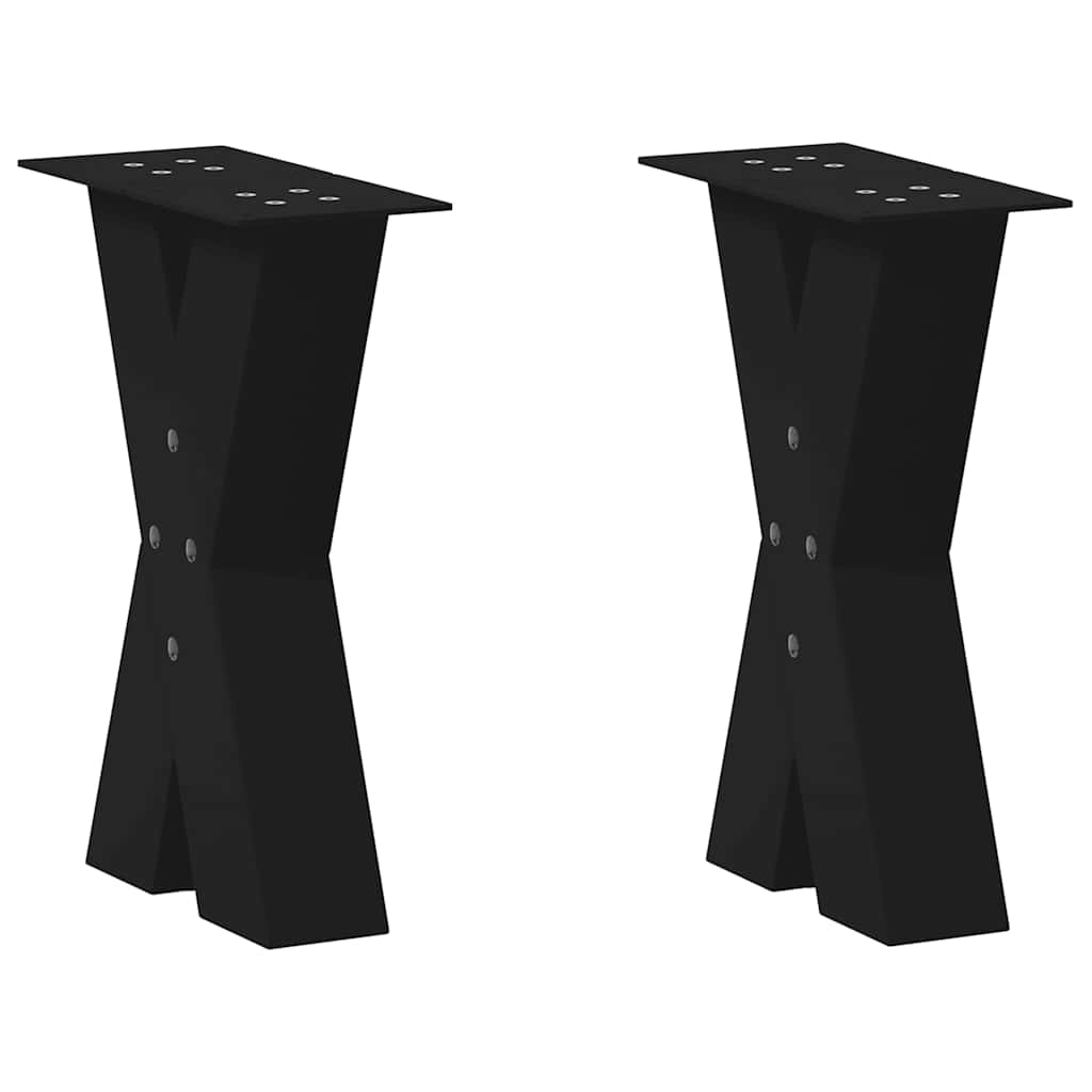 Pés para mesa de centro em formato de X, 2 peças, preto, 28x(42-43) cm, aço
